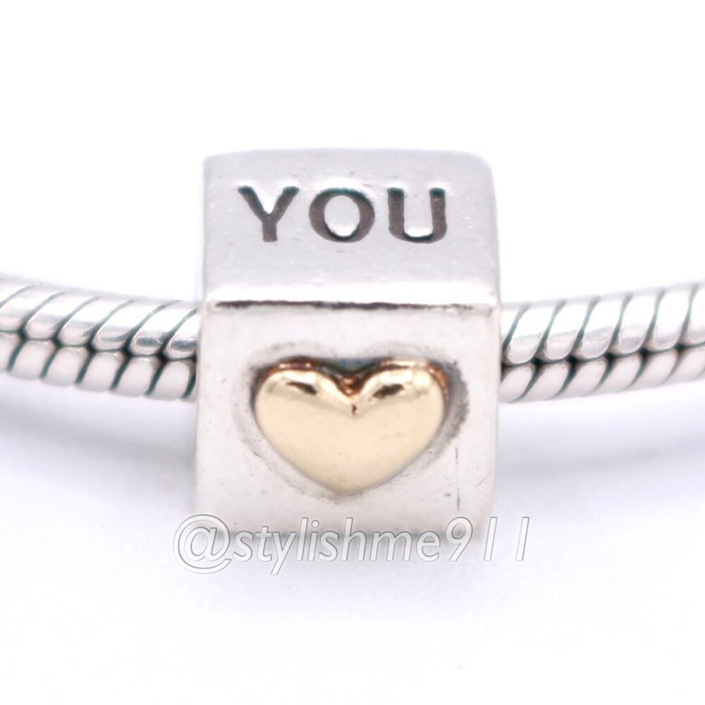 Authentic PANDORA I Love You Charm with 14K Gold